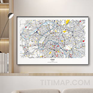 新款横版巴黎城市地图装饰画首尔定制芝加哥布里斯班悉尼客厅挂画
