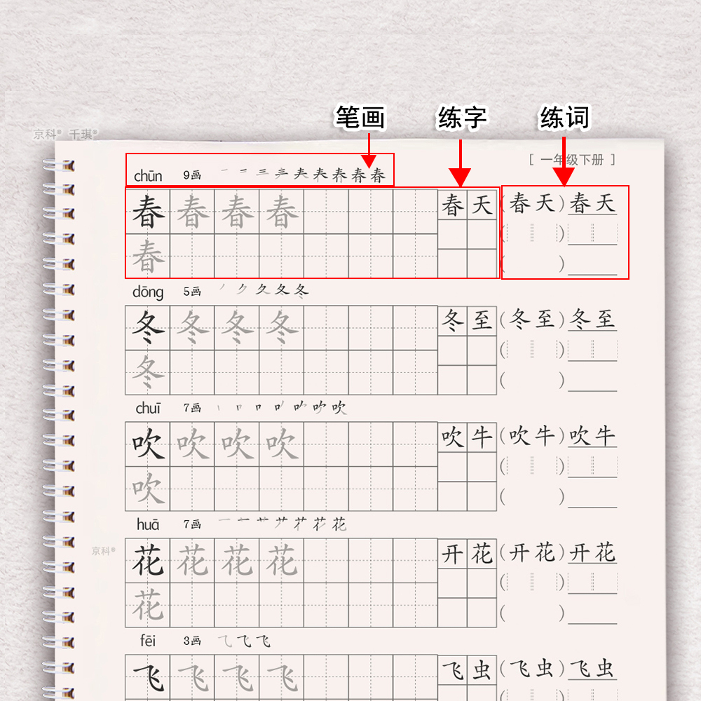 一年级上下册写字表练字帖练词本