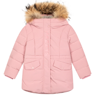 hazzys哈吉斯童装冬新品科技三防面料毛领中长款女童保暖厚羽绒服