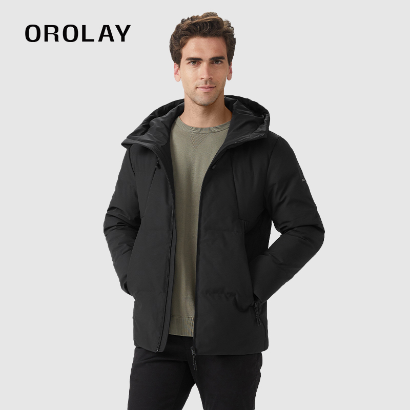 orolay时尚连帽防风保暖羽绒服