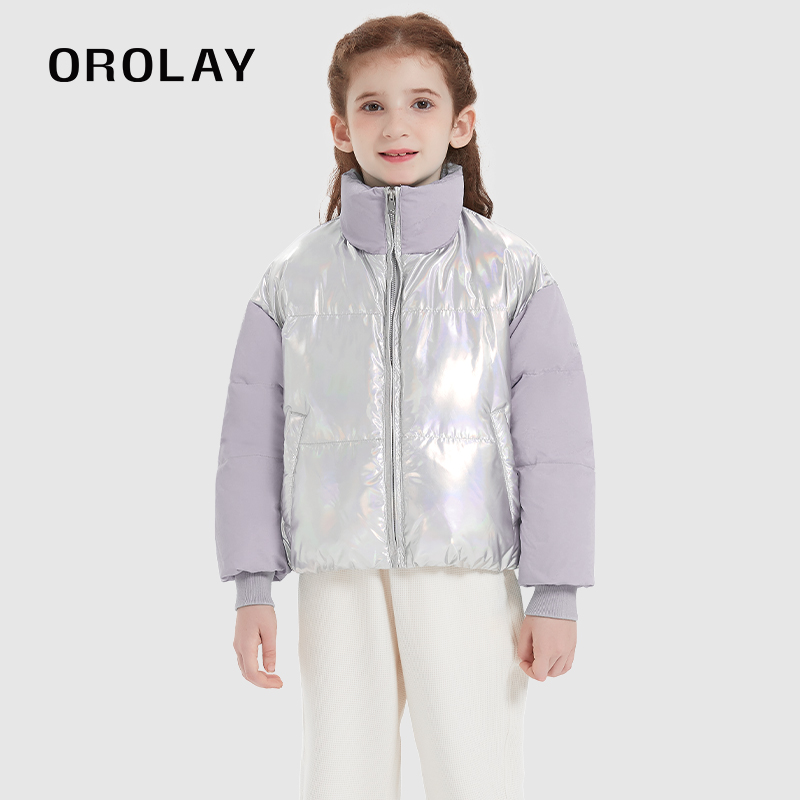 OROLAY羽绒服炫彩亮面立领