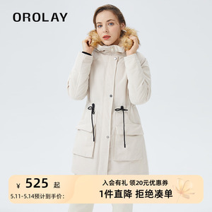 OROLAY中长款通勤宽松棉服