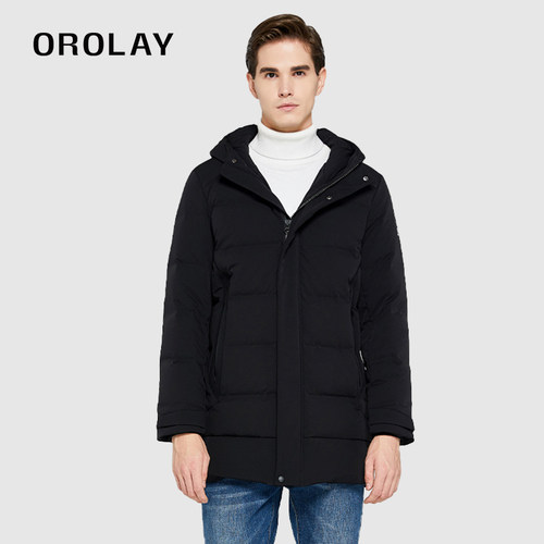 OROLAY连帽休闲中长款羽绒服