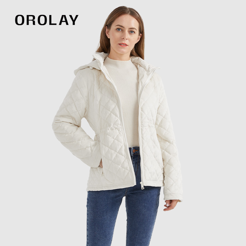 OROLAY软绵短款通勤修身棉服