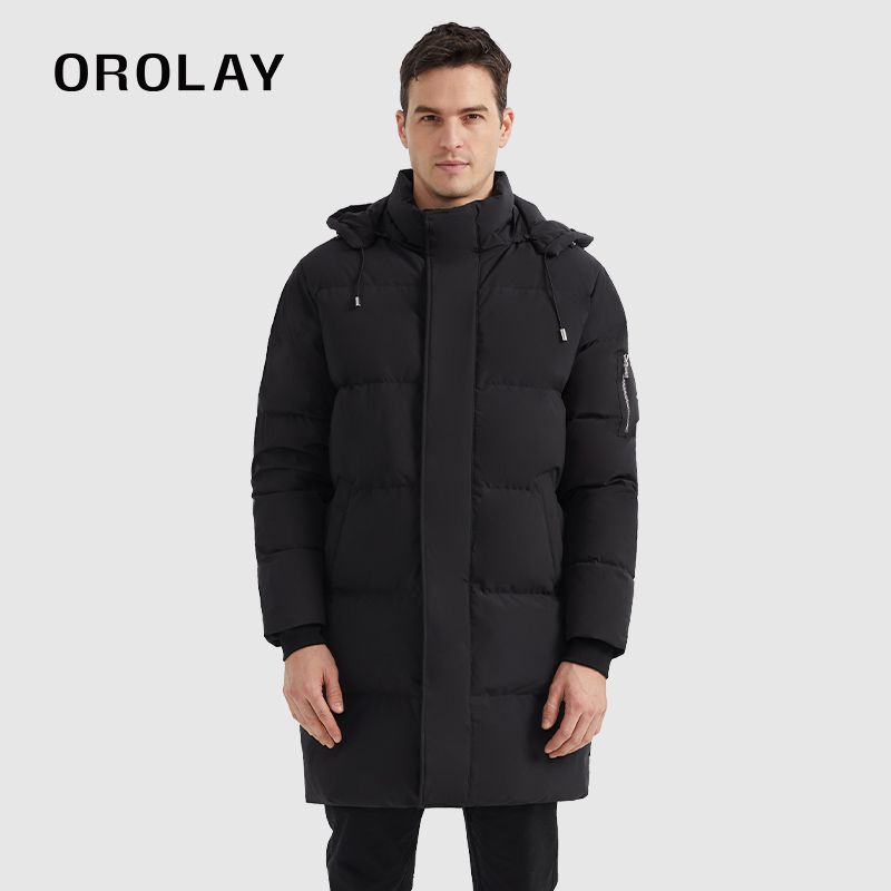 OROLAY连帽冬季中长款男士羽绒服