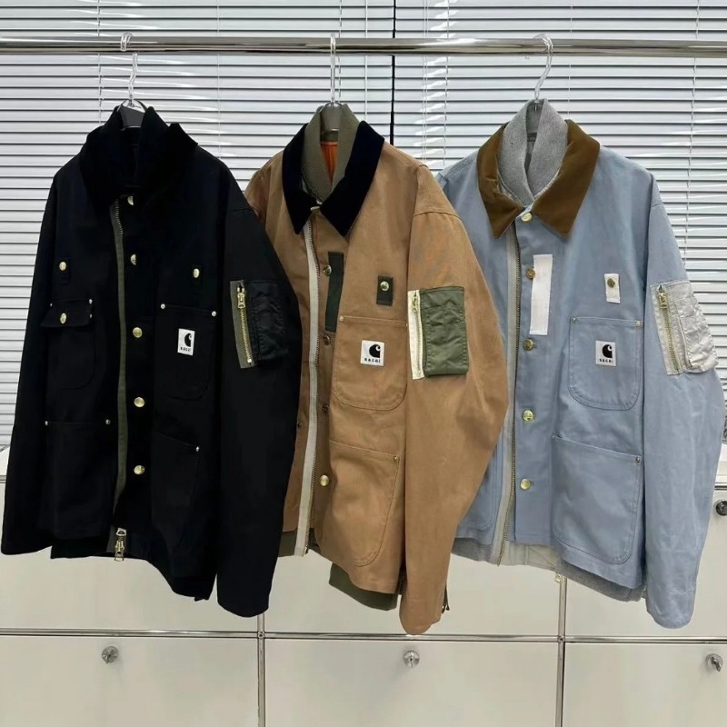 新Carhartt卡哈特联名双层假两件拼接底特律夹克工装外套美式男女