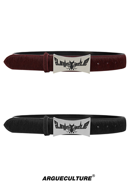 ArguE CulturE重磅做旧金属牌真皮马毛皮带小众复古高级百搭腰带