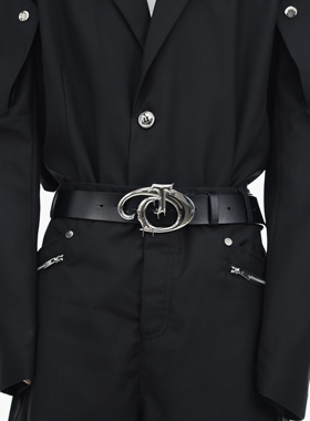 CulturE原创小众先锋不规则金属logo皮带男女潮流设计感百搭腰带