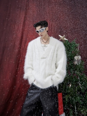 ARGUEV领金属装饰圣诞毛衣