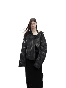 CulturE24ss春季小众重工做旧涂刷宽松廓形衬衫男手绘设计感开衫