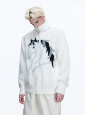 ArguE CulturE丛林奇遇*防貂毛高领马年毛衣重磅厚实针织开衫外套