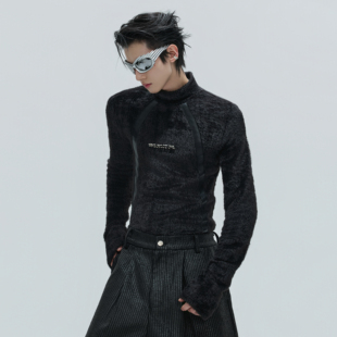 高领保暖上衣男 修身 ArguE CulturE秋冬重磅解构防貂毛毛绒打底衫