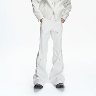 直筒立体舒适百搭长裤 重磅铆钉打褶白牛仔裤 CulturE逆褶 ArguE