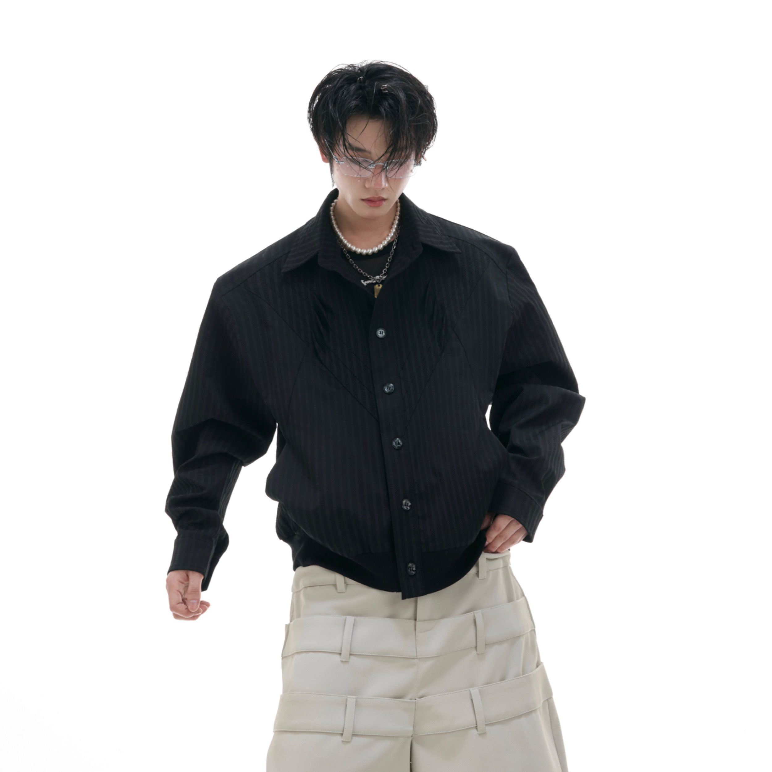 ArguE CulturE 立体坑文抗皱面料短款衬衫复古宫廷风刺绣防晒衣