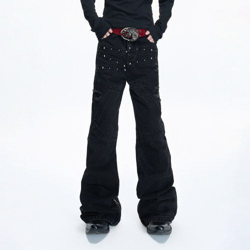 ArguE26SS黑弧重磅铆钉牛仔裤