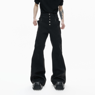 高腰直筒微喇长裤 男修身 小众金属扣铆钉垂坠抗皱西裤 ArguE26ss