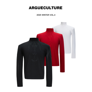 百搭T恤纯色显瘦上衣 脊骨刺绣长袖 ArguECulturE线索 半高领打底衫