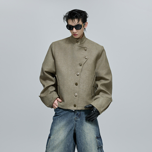 ArguE 宽松外套 CulturE重工解构立领夹克小众不规则裁片设计短款