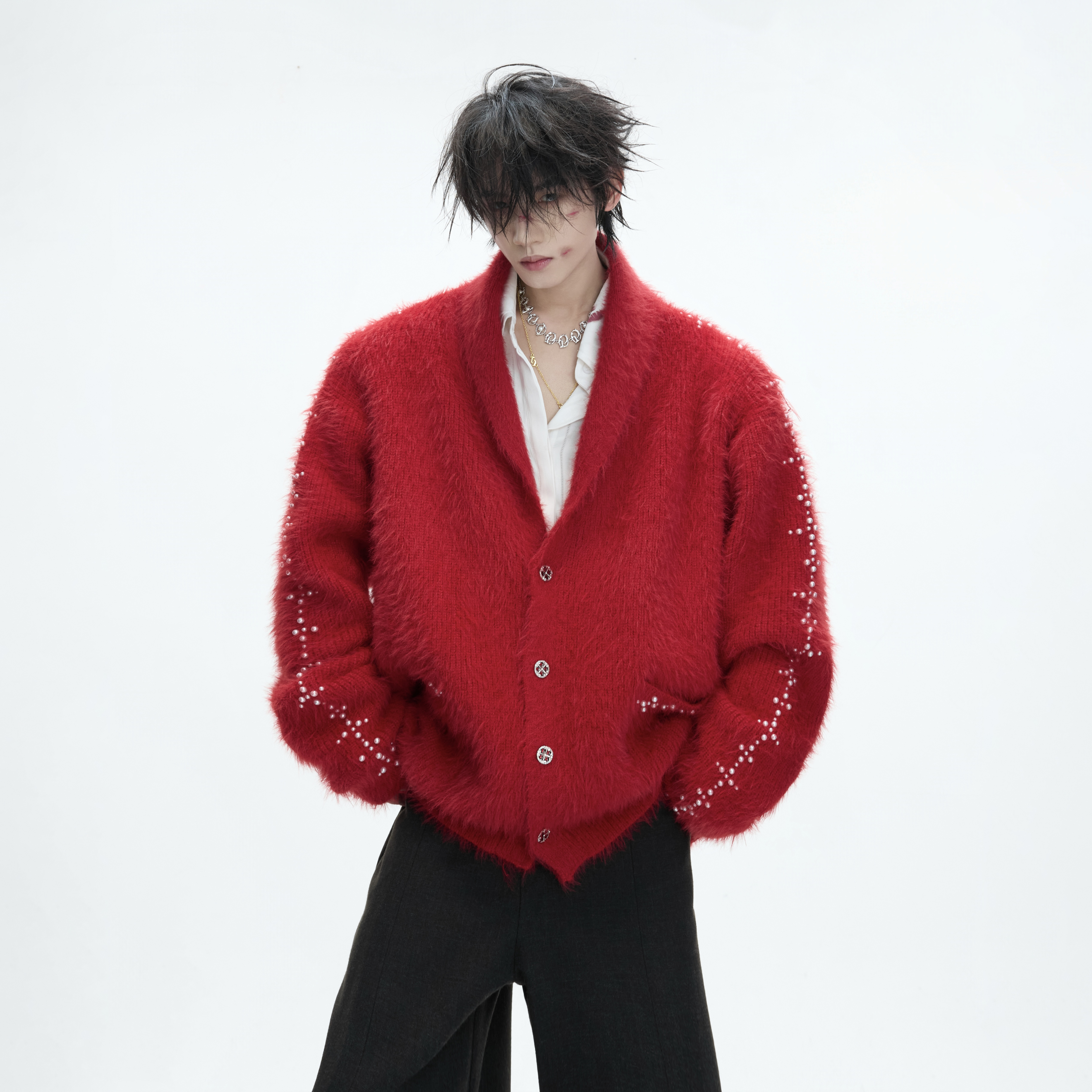 Argue圣诞系列仿貂毛针织衫