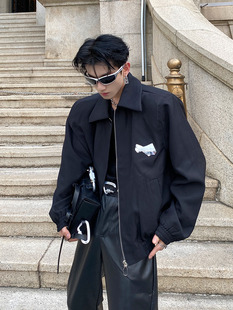 CultutE23ss小众设计感垫肩夹克外套男 上衣 简约高级潮流宽松短款