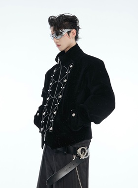 ArguE CulturE 小众细闪金属纽扣设计感立领夹克宽松短款外套上衣