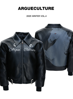 ArguE CulturE幻骑*重磅徽章马标刺绣机车皮衣复古宫廷扣夹克外套