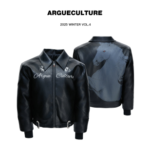 ArguE 重磅徽章马标刺绣机车皮衣复古宫廷扣夹克外套 CulturE幻骑