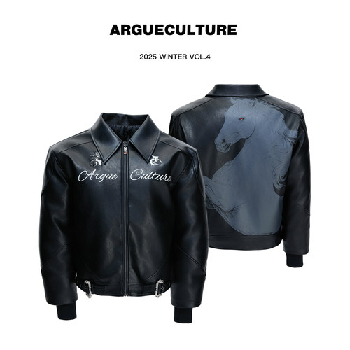 重磅徽章马标刺绣机车皮衣