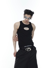 CulturE原创小众金属镂空设计背心立体坑纹无袖T恤朋克夏季打底衫