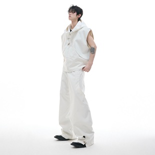 坎肩背心金属飞机扣马甲套装 ArguE CulturE小众立体裁剪连帽无袖