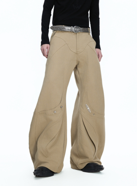 ArguECulturE拓界*重磅帆布水洗分割裁剪弯刀裤垂感挺括休闲长裤