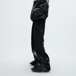 解构设计休闲裤 ArguECulturE黑马 重磅加厚马绒毛拼鳄鱼纹阔腿裤