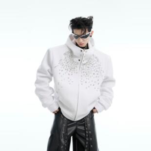 重工宽松连帽外套春 小众细闪镶钻卫衣开衫 ArguE CulturE雪域精灵