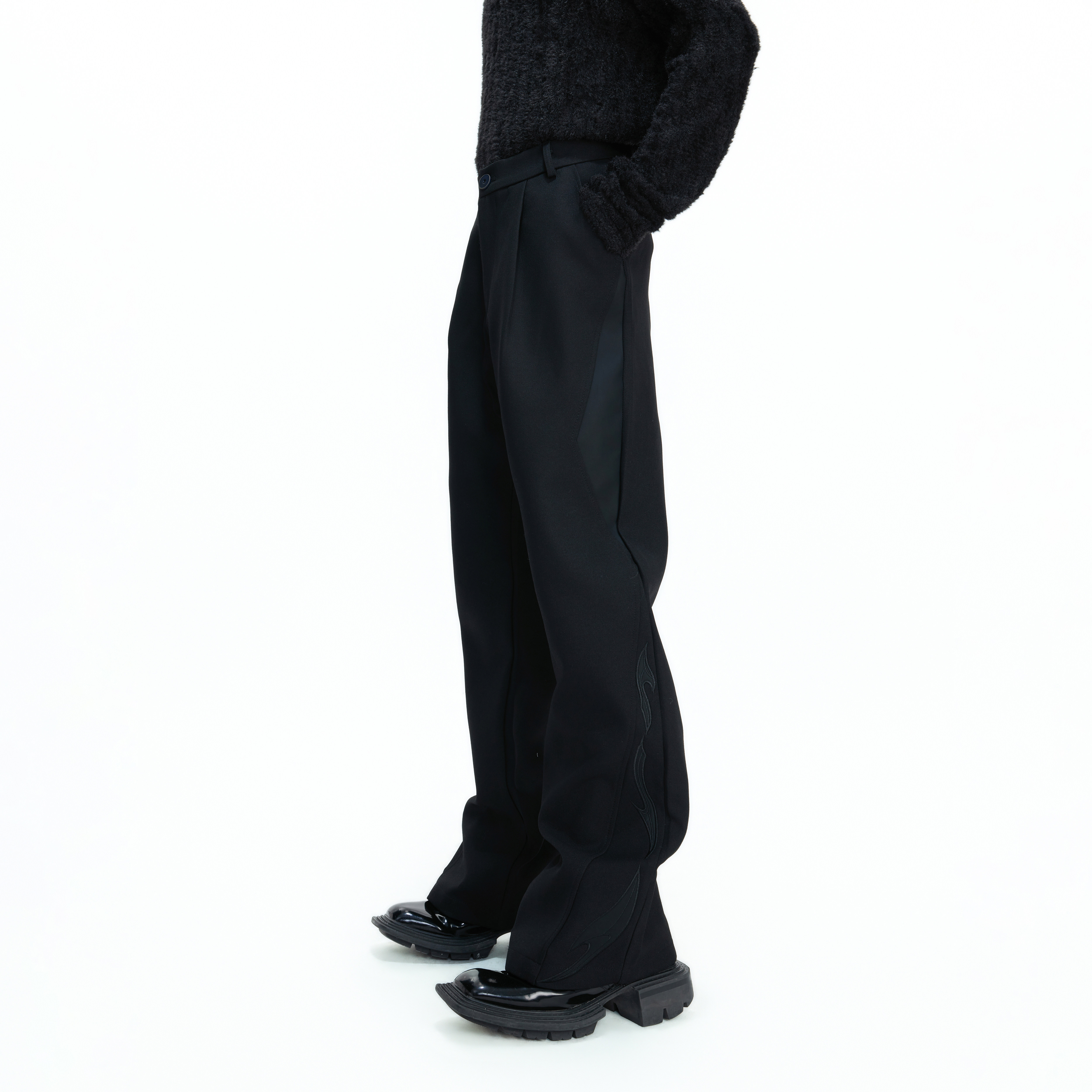 ArguE CulturE玄阔*分割裁剪阔腿A字西裤刺绣拼皮纯色长裤休闲裤,男装,牛仔裤,淘宝优惠券,粉丝福利购,淘宝优惠卷