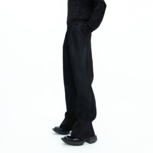 休闲裤 ArguE 刺绣拼皮纯色长裤 分割裁剪阔腿A字西裤 CulturE玄阔