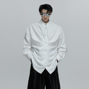 领口丝巾开衫 法式 贝壳珠衬衣 CulturE小众解构褶皱设计衬衫 ArguE