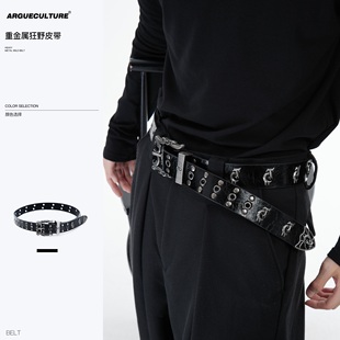 ArguE CulturE复古做旧金属logo设计感腰带重磅嘻哈朋克柳钉皮带