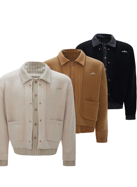 ArguE CulturE暖冬守护*假两件条纹毛衣贵气宫廷纽扣针织衫外套