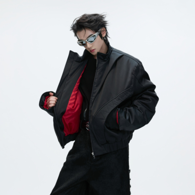 赤烬分割加厚加绒立领夹克棉服