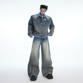 ArguE CulturE小众复古假两件解构牛仔外套贵气高级直筒牛仔裤 男