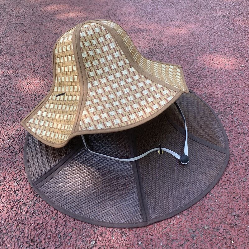 夏季草帽男女大檐户外遮阳帽农活帽子太阳帽防晒可折叠防雨钓鱼帽