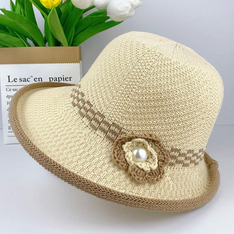 夏天新款时尚百搭遮阳帽女透气编织防晒帽休闲旅游防紫外线沙滩帽