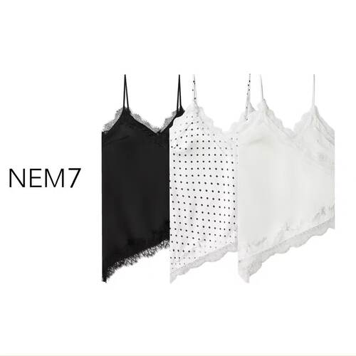 NEM7 2026 意式风情不规则蕾丝拼接吊带背心外穿