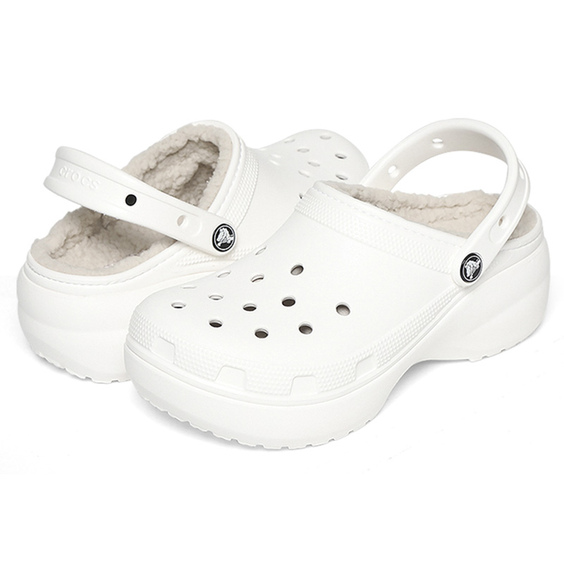 Crocs卡骆驰女鞋暖棉洞洞鞋保暖厚底云朵暖棉包头拖鞋207938_100