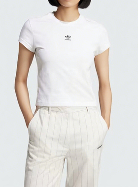 Adidas阿迪达斯ESS SLIM女子短袖运动修身透气舒适休闲T恤JC8973