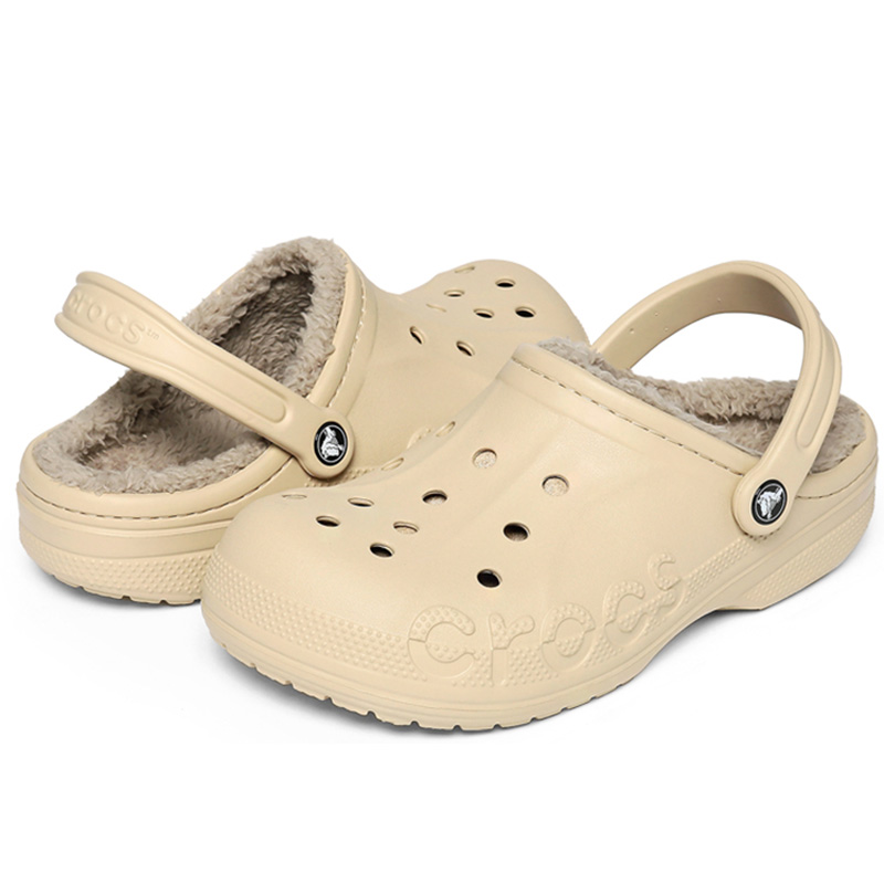 Crocs卡骆驰暖棉洞洞鞋男鞋女鞋秋冬款贝雅暖棉拖鞋205969-2ZM