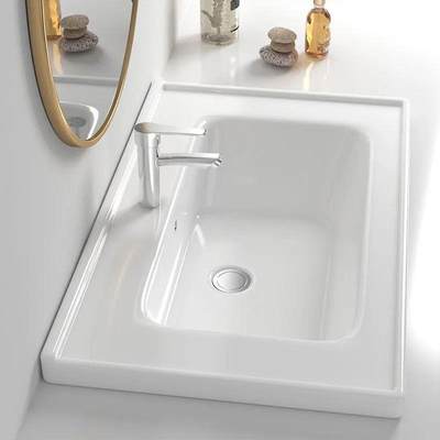 新款面盆浴室柜洗手盆半嵌入式卫生间洗脸盆陶瓷一体式台盆面单盆
