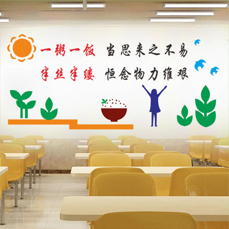 食堂 饭堂 厨房文化墙贴 节约节俭学校企业布置宣传公益装饰贴纸