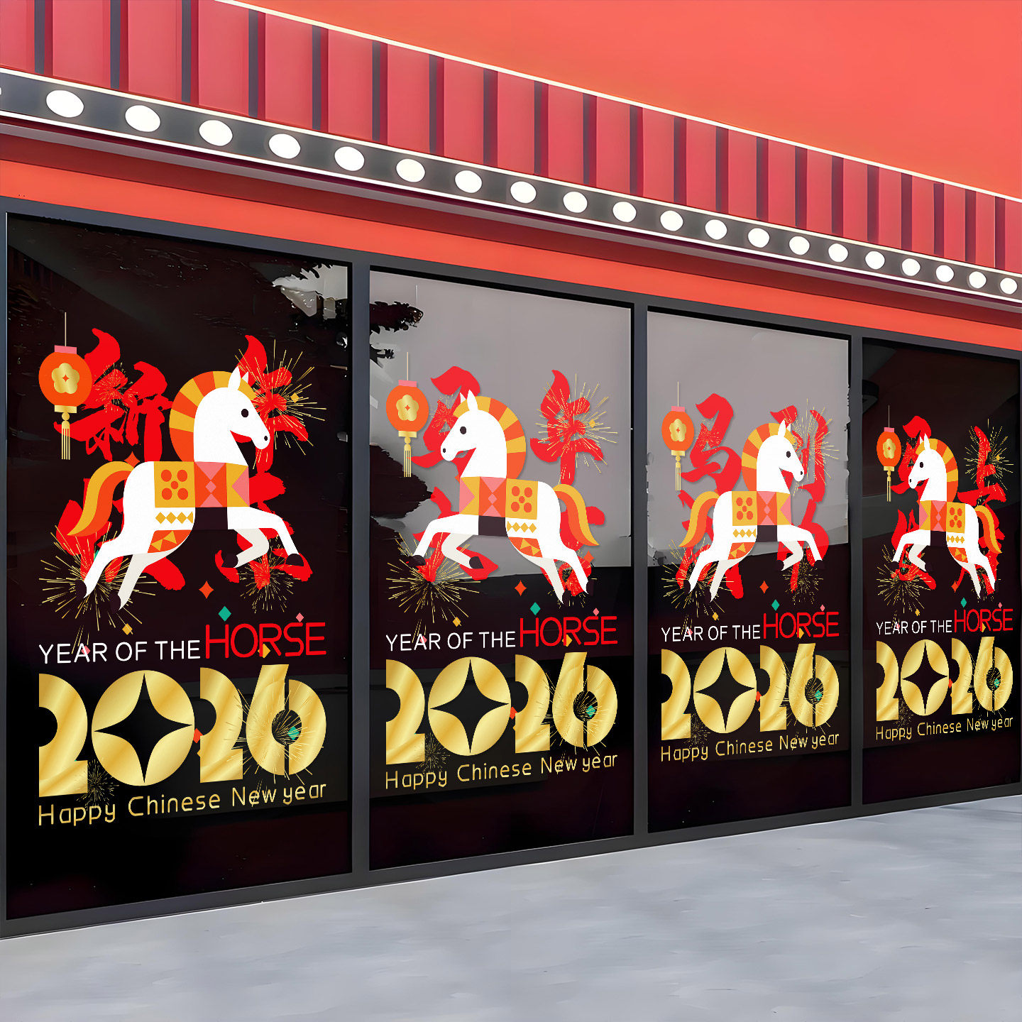 小红书推荐马年春节中式静电门贴