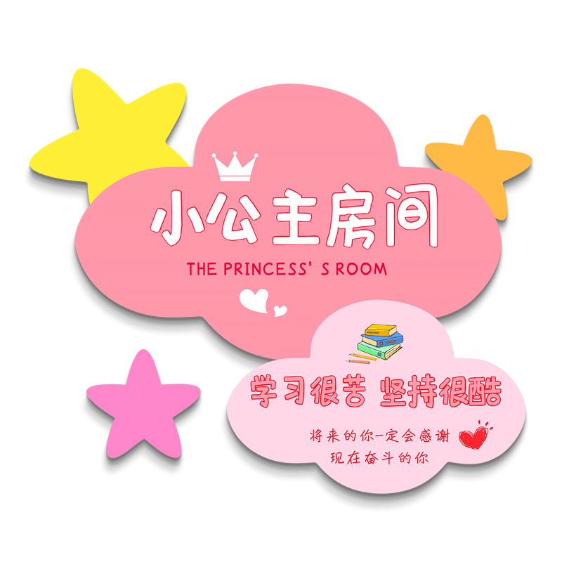 小公主房间装饰布置 女孩儿童房创意卧室门墙贴挂牌定制照片门贴